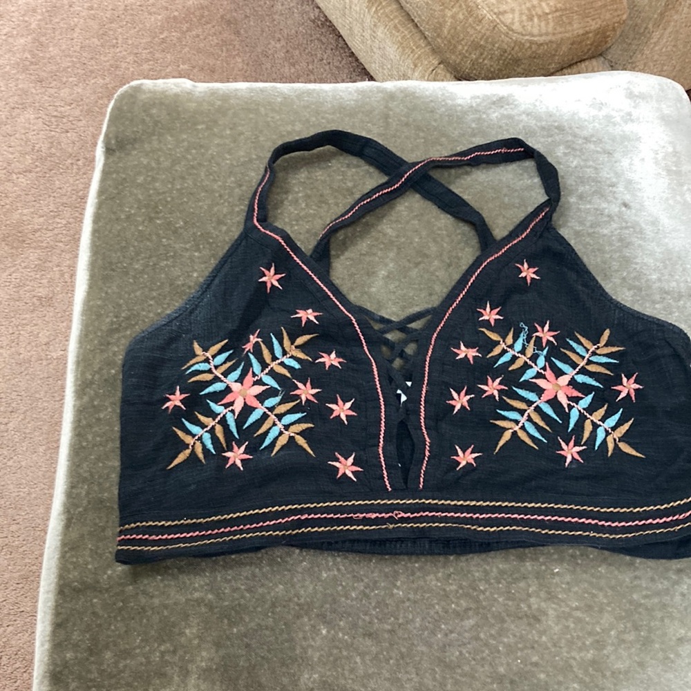 Women’s American Eagle Embroidered Floral Cropped Tank Top Bralette